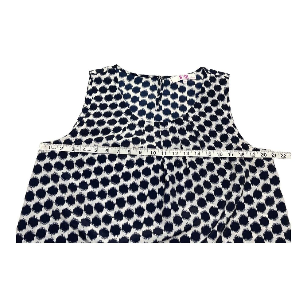 9&CO Tank Top Women's Large White Blue Polka Dot Polyester Round Neck Pullover - Picture 5 of 6